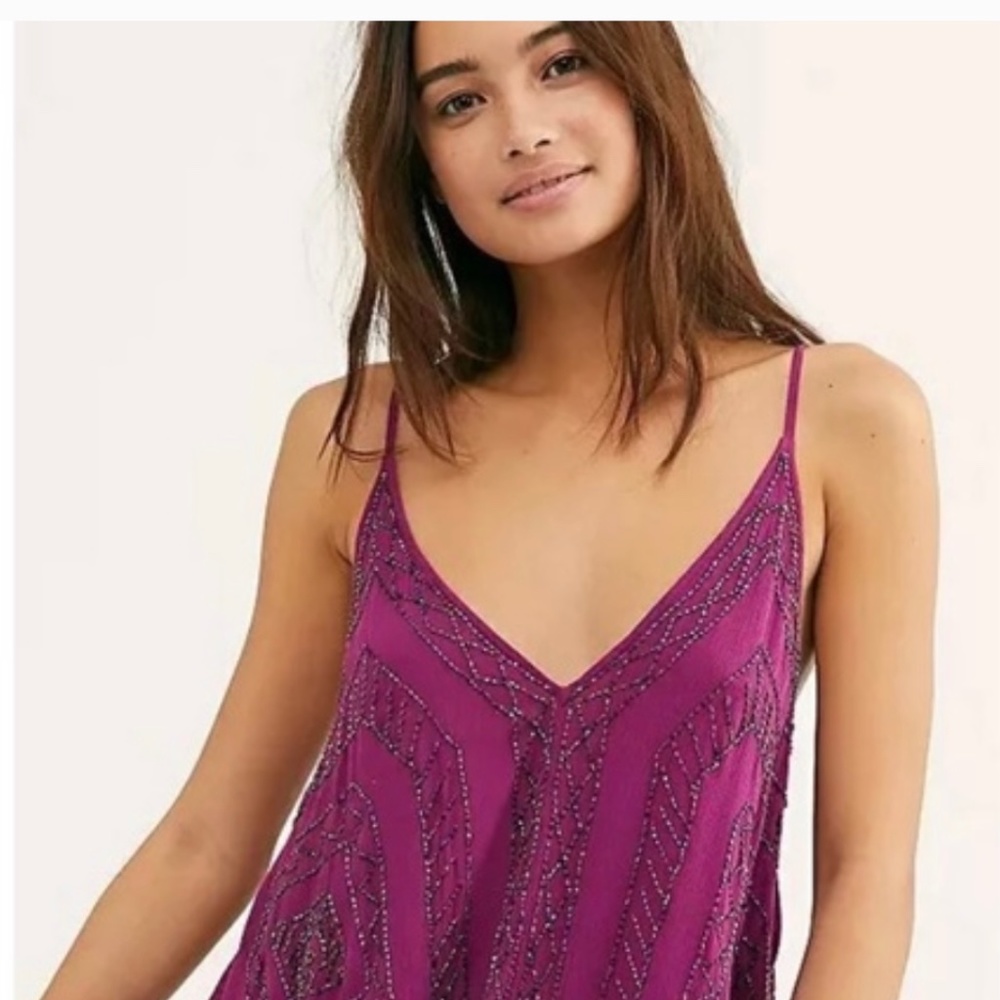 Free People “On the Line” beaded camisole